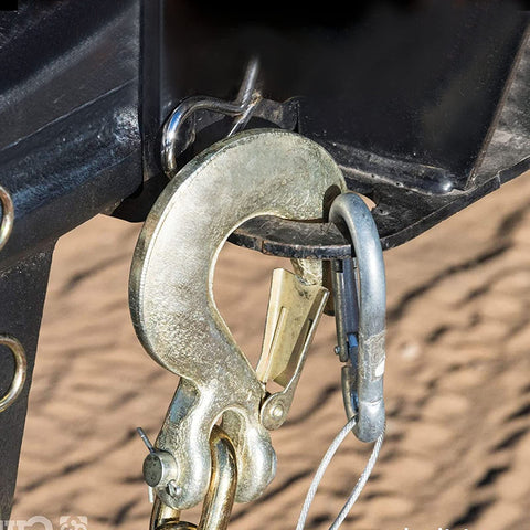 4Pack 3/8 Inch Clevis Slip Hooks With Latch Heavy Duty Forged Steel Safety Hooks For G70 Tow Chains Wrecker Truck And Trailer Tie Down 18,000 Lbs Capacity Durable Abrasion Resistant Construction attached securely to a metal surface