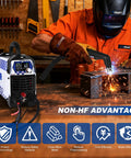 Non-Touch Plasma Cutter With Pilot Arc, One Inch Max Cut And Five Eighth Inch Clean Cut, 2T And 4T Modes, Big LED Display