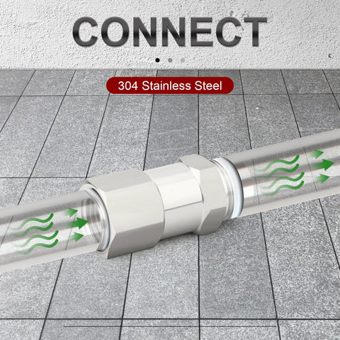 Check valve, 316L stainless steel, 1/4in NPT male x 1/4in NPT female, installed in pipe