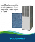 US made natural fiber hog hair furnace door filter next to modular home furnace unit