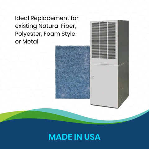 US made natural fiber hog hair furnace door filter next to modular home furnace unit