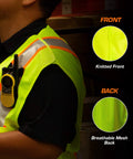 Next Level Breakaway High Visibility Safety Vest With Quick Snap Off Panels And Crisp Reflective Strips For Rugged Outdoor Worksites In Roomy XXXL Cut showcasing knitted front and breathable mesh back.