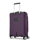 Carry On Soft Side Expandable 21 Inch Element Suitcase With 360 Spinner Wheels Adjustable Handle Two Front And Side Pockets Airport Ready Airline Approved For Most Major Airlines Durable Lightweight Purple showing rear view