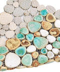 Pebble Porcelain Mosaic Tile Set Dope Glossy Aqua Cream Coffee Mix For Bathroom Walls Shower Floors Spa Decor Glass Ceramic Accent Tiles Water Resistant And Easy To Install Six Square Feet close-up
