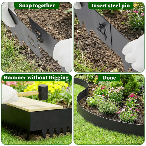 Heavy Duty Flexible Metal Landscape Edging Kit 33 Ft Total 6 Inch Tall By 40 Inch Long Galvanized Steel Border installation steps