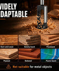 Professional Grade Wood Plug Cutters And Tenon Dowel Drill Bits Kit With Rugged Case assorted sizes for various wood types shown.