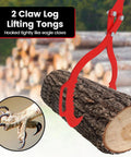 Amazon Toriexon log tongs, 28in red steel two-claw log grapple gripping a log