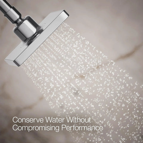 Parallel SF 1.75 GPM Showerhead in Polished Chrome, single function, water-saving design, circular inset, square shape