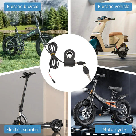 Thumb Throttle With Key Ignition For E Bikes And Electric Scooters, Twist Grip Handlebar Power Switch With Lock, Easy Install Plug And Play Accessory For Smooth Acceleration And Safer Daily Rides