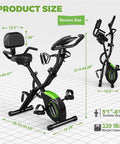 Crush Your Cardio Game On This Smooth Five In One Folding Exercise Bike Featuring Sixteen Level Magnetic Resistance And Rock Solid Three Hundred Pound Build dimensions illustration.