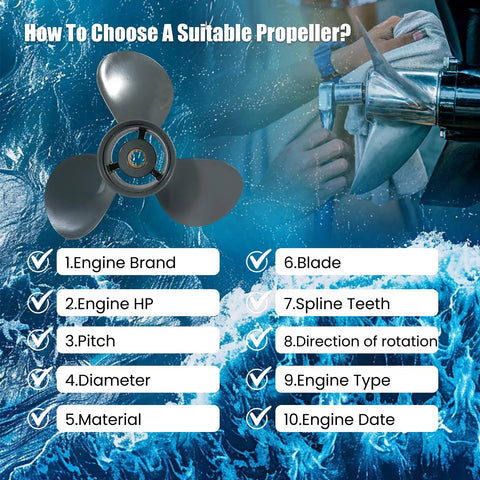 Guide to choosing a Honda Outboard OEM Upgrade Aluminum Propeller 10 Spline Fits 25-30 HP Motors, 9.25 X 12 Or 9.875 X 9,10,11,12,13 Pitch