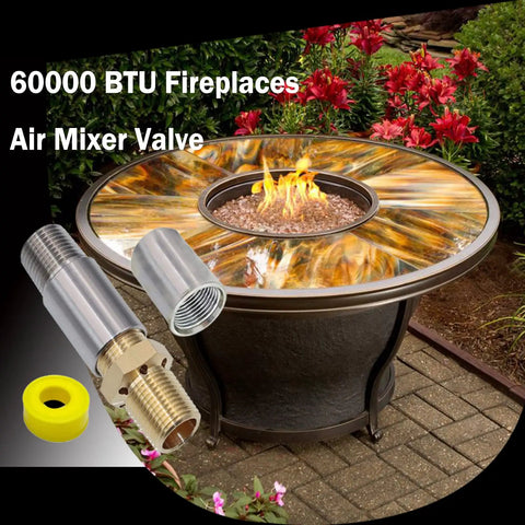 Propane Fire Pit Air Mixer Valve And Orifice Nozzle Jet For Sixty Thousand BTU Burners, Fireplace DIY Kit in a backyard setup