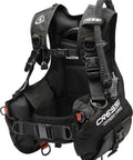 Front view of Start Pro 2.0 Scuba BCD Jacket for Adult Unisex XS Black Red with 1000 Denier Cordura Exterior and 500 Denier Interior.