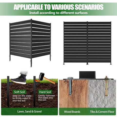 Outdoor Privacy Screens 42 Inch High By 38 Inch Wide Three Panels Black Metal Fence Panels for garden installation examples