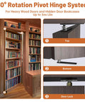 Hidden Pivot Hinge Kit For Secret Bookcase Doors With Smooth 360 Degree Rotation Heavy Duty Hardware Supports Up To 330 Lb Two Pack Black Stainless Steel