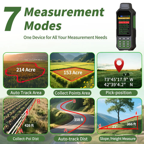 Handheld GPS Surveying Gadget With 3.2 Inch Color Screen And Multi GNSS Support Seven Measuring Modes For Land Area Length Slope And Save Coordinates Points On The Job For Quick Accurate Mapping.