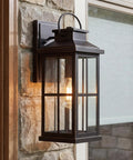 Williamston Collection 1 Light Clear Glass Antique Bronze Farmhouse Outdoor Large Wall Lantern Light For Porch Or Patio, 18 Inch Wide