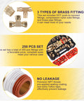 Brass DOT air brake line fittings kit, 250-piece set with 1/8–3/4 in NPT push-to-connect fittings and nylon tubing