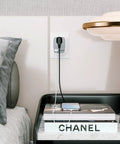 Travel Ready European USB Adapter US To Europe Plug 3 In 1 Power Adapter for Europe in wall with phone charging setup