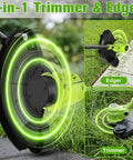 Cordless 21V Weed Wacker And Edger 2 In 1 With Wheels Includes 2 Batteries And Charger 12 Inch Auto Line Feed