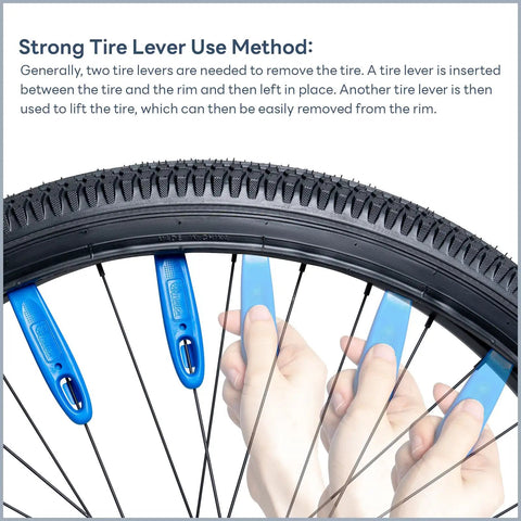 Using tire levers to remove Two Pack 700C Road Bike Tires and Heavy Duty Tubes with Presta Valve for 700x25C to 700x26C bikes.