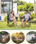 Couple using Oversized Camping Chairs 2 Pack With Cooler Bag And Cup Holder Padded Lawn Chairs Heavy Duty 350 Lbs in garden