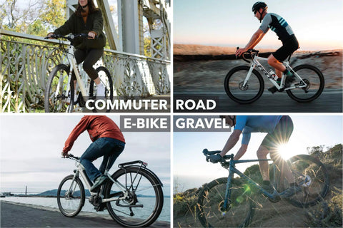 Cyclists riding commuter, road, e-bike, and gravel bikes showcasing the Shock Absorbing Bike Stem That Cuts Up To Seventy Percent Of Bumps And Vibrations