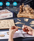 3D Wooden Puzzle Gear Ball Challenge for Adults DIY Marble Run Pinball Machine Model Kit With Six Mechanisms Five Tier Tracks And Real Time Path Adjustments For Thrill Seeking Brain Teasers assembled wooden gear ball kit, 653 pcs