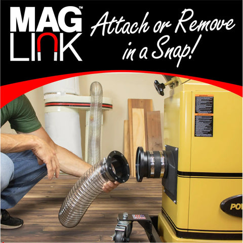 Man using 4 Inch Magnetic Dust Collection Quick Connect Fittings Starter Kit For Fast No Fuss Hose Swaps Between Saws Planers And Machines