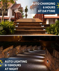 12 Pack Solar Fence Lights With Four LEDs, Waterproof Outdoor Deck Stairway Pathway Garden Lighting, Solar Powered at night and day