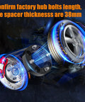 Illustration showing ATV Wheel Spacers 4x137 1.5 Inch Thick 38mm Black 4 Lug 12x1.5 Studs Fit Can Am Maverick Honda 1000R 1000X 1000-3 1000-5 110mm Hub Bore 4 Pack Improve Tire Clearance And Handling, highlighting spacer thickness and hub bolts.