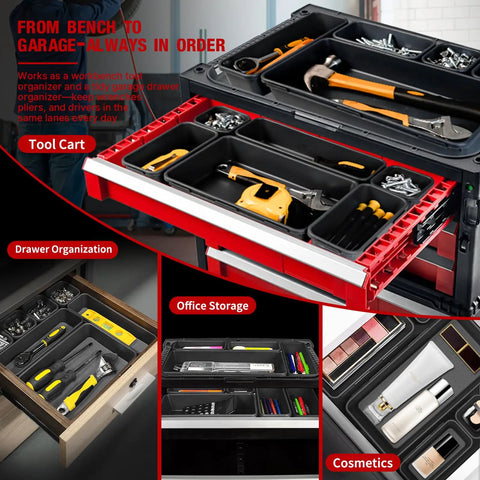 Heavy Duty Tool Box Drawer Organizers 10 Pack Large And Medium Tool Trays Keep Your Shop Tight Ditch Junk Drawers Store Ratchets Wrenches Sockets Drills Hardware Fits Rolling Tool Chests Garage Cabinets Straight Up Solid Setup