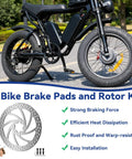 180mm Dope Brake Disc Rotor Kit For Q20 Pro H26 Electric Bikes With Rotor And Pad Set And Mounting Hardware Front Or Rear Replacement Ebike Braking Upgrade, shown with bike and kit details