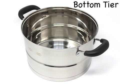 Premium 3 Tier Stainless Steel Steamer Set With Stay Cool Handles 30 cm Converts To 4 Levels Or Single Pot Includes 2 Interchangeable Trays For Healthy Easy Cooking And Flexible Meal Prep