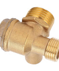 Half Inch By Three Eighths Inch By Ten Inch Brass Check Valve For Air And Oil Lines Three Port Non Return Flow Preventer Male Thread Pneumatic And Hydraulic System Fitting Durable Brass Construction For Long Term Use.