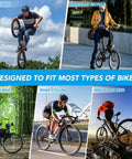 Collage of various bikes: stunt bike, ordinary bicycle, retro bike, road cycling, and mountain bike demonstrating versatility.