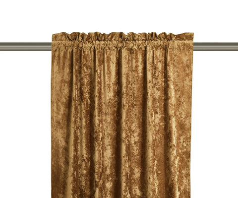 Lux Caramel Gold Crushed Velvet Curtains Two Panel Set With Rod Pocket 50 Inch Wide By 84 Inch Long Each Room Darkening