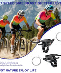 Cyclists on mountain trail with All In One 21 Speed Bike Shifter Lever Kit With Brake Lever And V Brake Cable image