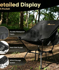 Big And Roomy Portable Camping Chair With A 24 Inch Wide Seat Ultralight Foldable For Backpacking Hiking And Beach Trips Black in forest