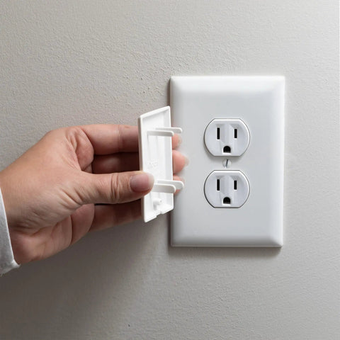 Inserting StayPut Double Outlet Plug Cover Set For All Outlets Kid Safe And Hard To Remove One Plug Covers Both Outlets For A Clean Look