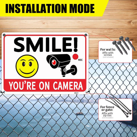 Legit Heavy Duty Aluminum Security Camera Signs Straight Up Warning To Scare Off Thieves Keep Your Home Yard Or Business Locked Down Bright Orange Black Cctv 4 Pack installation guide.