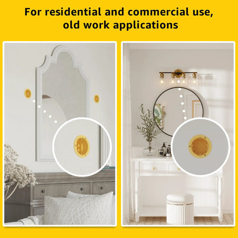 Installation of 4 Inch Round Electrical Box For Wall Lights Old Work UL Listed PVC 3-Pack in living spaces.