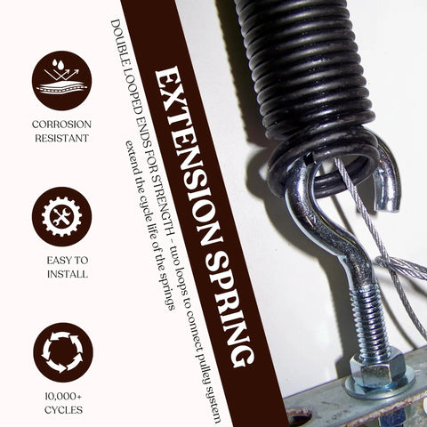 Close-up of Heavy Duty Residential Garage Door Extension Springs 2-Pack 160 Lb Capacity Brown showing double loop ends.