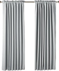 Room Darkening Blackout Window Curtains With Rod Pocket And Tie Back, 52 By 63 Inches, Light Gray, Set Of 2