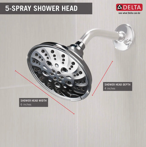 5-Setting H2OKinetic Trad Raincan Shower Head In Matte Black With Easy Touch Clean Spray Holes, Quick Install And Versatile Modes