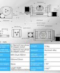Rock Solid Cnc 5 Axis Rotary Table With 100mm Three Jaw Chuck And Hella Precise Indexing Head dimensions and specifications diagram.
