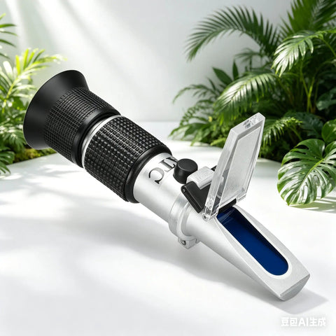 3 In 1 Honey Refractometer With ATC For Honey Maple Syrup And Molasses High Precision Sugar Tester Measuring Brix From 58 To 90 Percent Moisture From 12 To 27 Percent And Baume 38 To 43 For Beekeeping, handheld silver and black