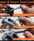 All-In-One Heat Set Inserts Kit For 3D Printers, Brass Threaded Inserts in use with soldering iron and sanding sticks