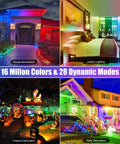 Collage of 2 Pack 50W RGB Wall Washer Lights For Staging And Ambience used in various settings like homes and parties