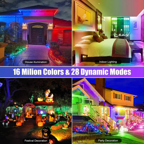 Collage of 2 Pack 50W RGB Wall Washer Lights For Staging And Ambience used in various settings like homes and parties